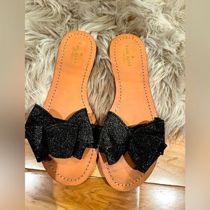 Kate Spade NWOT Black bow leather slides size 10 (may fit size 9.5)